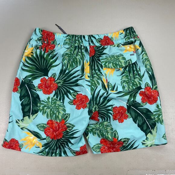 Hurley Hybrid Swim Shorts Mens Large Hibiscus Volley Tropical Floral Blue Trunks - Picture 3 of 13